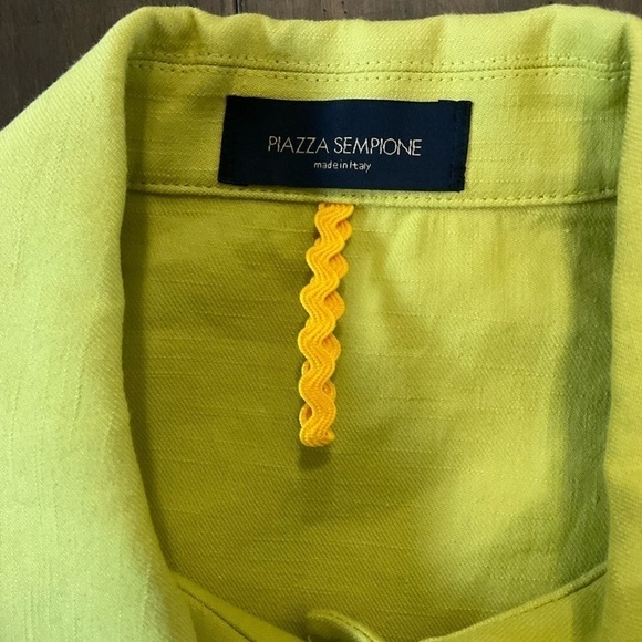 Piazza Sempione Made In Italy Green Linen Blend Ruched Sleeves Jacket Size 40 - Picture 7 of 7